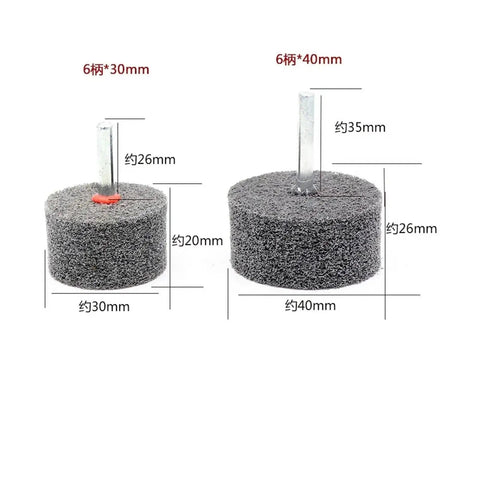 Solid 2-Piece Nylon Abrasive Polishing Wheels For Drills And Grinders With 6mm Shank. 30mm and 40mm diameter wheels.