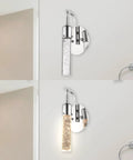 Modern Matte Black LED Wall Sconce With Bubble Glass, Indoor Vanity Light for Bathrooms, wall mounted with clear crystal glass