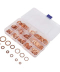 Real Thick Purple Copper Flat Washer Gasket Assortment Kit With Carry Box High Heat Resistant Sealing Rings For Sump Automotive Marine Fixups Solid Heavy Duty Gear For Shop Or Home Work 300 Piece Pack Fits Big Jobs Easy Peasy, assorted copper washers in organizer