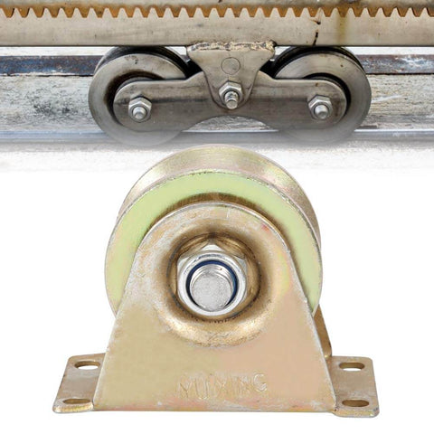 2 Pack 60mm Sliding Gate Roller Set With Steel V Type Wheel Track for Smooth Quiet Sliding Doors Heavy Duty Gate Replacement Parts