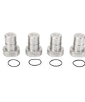 4Pcs 3/4 Inch Stainless Steel Bench Dogs Hold Boards Dead Tight In 19mm Workbench Holes with rubber O-rings for stable clamping.