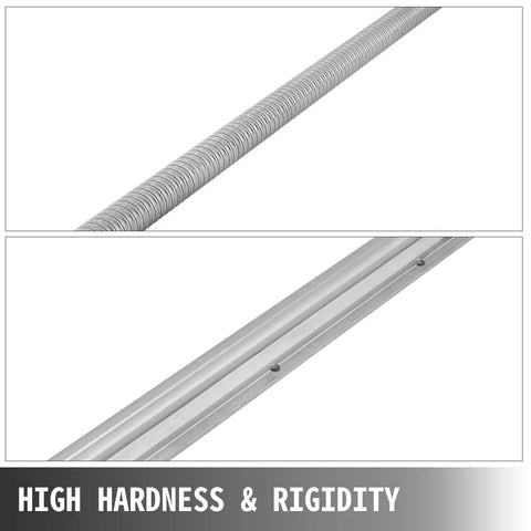 Close-up of RM1605 ball screw and SBR20 linear rail from All In One CNC Linear Rail Kit With Three RM1605 Ball Screws And SBR20 Rails 300 600 1000 mm Includes BK BF12 Blocks And Six Point Three Five mm By Ten mm Couplings Optical Axis Ready For Smooth Pro Grade Motion Workhorse Performance, highlighting high hardness and rigidity material.