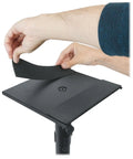 Anti vibration foam on heavy duty studio monitor speaker stands with 60 lb capacity beveled base sturdy steel construction shown
