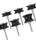 Top Shelf 6 Piece Ebony Leather Burnisher Tool Set Slicker For Smooth Edge Finishing Durable Hand Tools showing six ebony slickers with stainless steel shafts.
