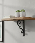 Beefy Triangular Carbon Steel Wall Shelf Bracket For Floating Shelves Matte Black Heavy Duty Mount with wooden shelf and decor