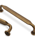 Close-up of 10 Pack 5 Inch Cabinet Pulls in Antique Brass Zinc Alloy for kitchen cabinets and furniture, showcasing solid build and finish.