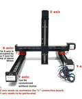Get Your Hands On This Epic XYZ Axis Motorized Slide Table With T-Type Linear Guide Rail Stage Electric Drive Kit For Precision Sliding Motion. Image shows X, Y, Z axes with measurements.