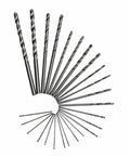 25 Piece HSS Micro Twist Drill Bit Set for PCB and Metal, high speed steel mini drill bits arranged in a spiral pattern