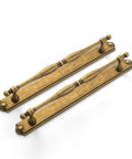 Vintage Spindle Style 2 Pack Antique Brass Cabinet Pulls With Backplates, Distressed Finish, 7.6 Inch Hole Center, Built To Last Zinc Alloy