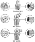 Heavy Duty 230 Piece Steel Zerk Grease Nipple Fitting Assortment Kit With Straight And Angled 45, 90 Degree Styles M6 M8 M10 For Car Bike Repair M10 fittings