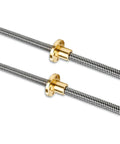Pro Grade TR8x2 Lead Screw Paired With Precision Brass Nut, 150mm stainless steel threaded rods with brass nuts for CNC machining.