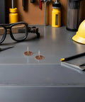 Top Tier Round Cap Roofing Nails With Insulation Washers Brown House Wrap Fasteners For Felt Foam Board And Weather Guard Sheathing 200 Piece Kit on workbench.