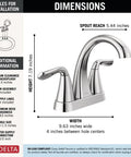Arvo Centerset Chrome Bathroom Faucet Two-Handle For Three-Hole Sink Premium Chrome Finish dimensions and installation info