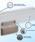 Silicone Sink Edge Guard For 3.75 To 4 Inch Lip With A 14 Inch Straight Edge Frosted Matte Splash Shield Plus Built In Sponge Caddy No Adhesive No Tools No Shifting No Fuss Ideal For Natural Stone Quartz Granite Sinks