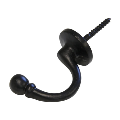 Solid As A Rock Cast Iron Twist Wall Hook Heavy Duty Single Arm Screw Mount With Matching Screws Top Shelf Small Space Game Changer For Rustic Farmhouse Decor, 1.7h x 2w inches