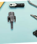 Heavy Duty 3 Pc Pipe Threader Tool Kit For Electric Drill steel internal external thread cutter on blue background