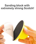 All In One Sandpaper Kit With P150 P400 P800 And Rubber Block shown with P150 sandpaper attached for sanding use
