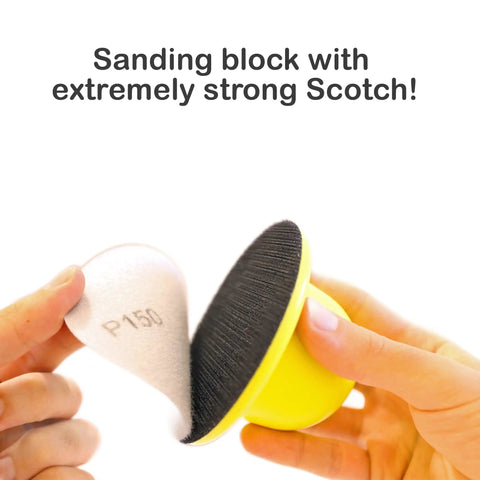 All In One Sandpaper Kit With P150 P400 P800 And Rubber Block shown with P150 sandpaper attached for sanding use