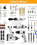 Killer 71 Piece Air Tool Set Featuring Badass 1/2 Inch Single Hammer Impact Wrench detailed parts layout with various air tools and accessories.