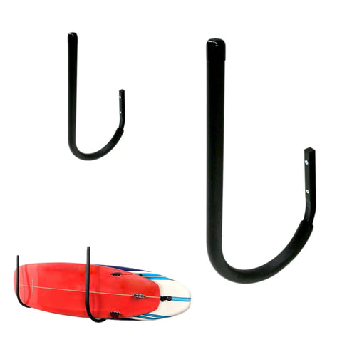 Heavy-Duty Paddle Board Kayak Surfboard Storage Rack For Wall Or Ceiling Mount Space Saving Indoor Board Organizer Garage Ceiling Rack For Boards And Paddles Keeps Gear Off The Floor X-Large, wall-mounted with foam padding and supporting paddleboard.
