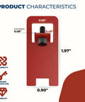 Red Fire Alarm Breaker Lockout Kit With Lock And Tag, dimensions showing thickness, width, and height for fire panel safety.