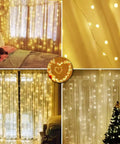 Two Pack Fairy Curtain Lights For Bedroom 600LED USB Plug In With Remote Eight Modes Wall Hanging Twinkle String Lights Warm White