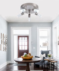 Five Head Dimmable LED Ceiling Spotlight Track Lighting Kit with Adjustable Round Heads in a modern living room