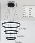 Modern Black LED Ring Chandelier With Three Adjustable Tiered Cylinders Hangs Flawlessly Over Kitchen Islands Or Bedrooms Quick Install Setup 47.24 inches height