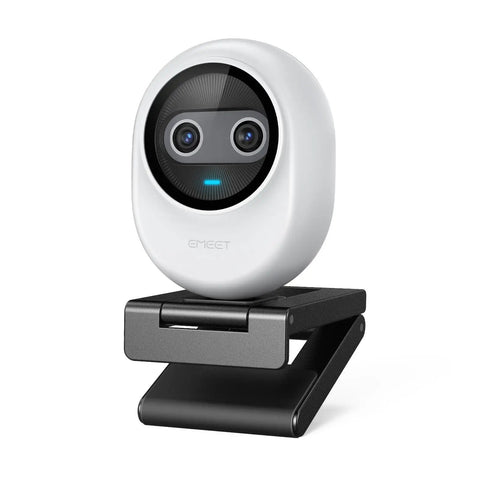 Piko Dual Camera 4K AI Webcam With AI Autofocus, 3 Microphone Array And 3 Sound Modes on USB clip base, front view