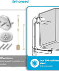 Easy Installation Bath Tub Drain Set for Bathtubs with stainless steel components and installation diagram.