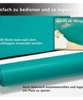 Rolled green anti static silicone work mat, 60x240cm, for electronics repair; shows easy cleaning and storage.