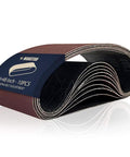Ten Pack 6 By 48 Inch Aluminum Oxide Sanding Belts Set With Open Coat Antistatic Washable Resin Additive For Reduced Loading Includes Grits