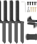 Tough As Nails 4 Pack Fence Post Repair Kit With 8mm Double Layer Anchors, featuring durable steel brackets and installation tools.