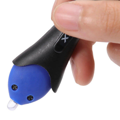 Hand holding 5 Second Quick Cure UV Resin Glue Pen With Light For Plastic Glass Metal Wood Repairs, Ultra Strong Adhesive For Home DIY Craft Projects.