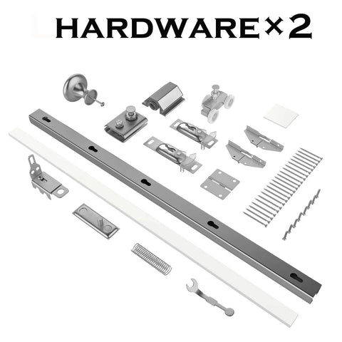 Hardware Kit for Black Aluminum Bifold Mirror Door For 60x80 Opening, Preassembled With Hardware Kit, Indoor Bi Fold Barn Door Kit