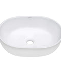 White Oval Vessel Sink For Bathroom Above Counter Vanity 24 By 16 Inch Porcelain Ceramic Wash Basin No Mounting Ring Needed