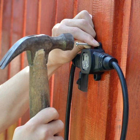 Installing Beefy 50ft 12 Gauge Outdoor Extension Cord With Eleven Outlets And End Connector IP44 Waterproof Cap ETL Listed