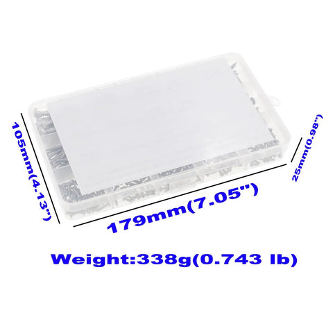 No Nonsense 304 Stainless Steel Screw Assortment 480 Pieces Metric Fasteners M2 2 To M4 2 inside compact storage case