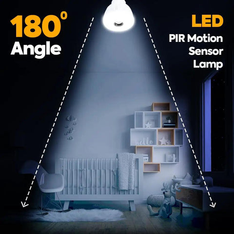 Hella Bright LED Motion And Light Sensor Lamp illuminating a dark room at a 180° angle, ideal for nursery and hallway use.
