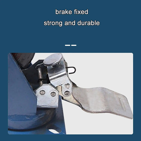 Heavy Duty Replacement Caster Wheels Featuring Gray Rubber Treads 8 Inch Swivel Locking Castors For Desks And Carts showing durable brake mechanism.
