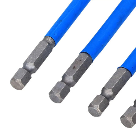 Top Tier PH2 Cross Screwdriver Bits Set 7pcs Magnetic Drill Kit Alloy Steel Size Range For Cars Repairs Motorcycles And Computers Heavy Duty Performance, blue bits close-up