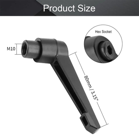 M10 Clamping Lever Handle with Female Thread, 80mm long, matte black aluminum for garage and woodshop projects.