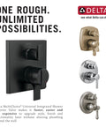 Universal Shower Valve Rough-In Kit With Pressure Balance Monitor, MultiChoice Diverter, black and metallic finishes, R22000-WS