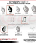 Heavy Duty Replacement Caster For Uline H-3328BL-SWB 8 Inch Pneumatic Wheel Swivel Top Plate overview and specifications.
