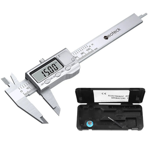4 Inch Digital Caliper Stainless Steel With Inch Millimeter Conversion Large LCD Screen For Easy Read Pro Grade 0.0005 Inch Resolution And 0.02mm Accuracy Internal External Jaws Depth Gauge For Precise DIY Measurements with case