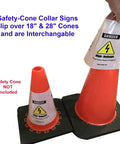 Reflective Safety Cone Collars Built For Electric Vehicle Techs To Highlight Nasty High Voltage Zones Around The Shop And Gonna Save Your Bacon During Any Quick Diagnostic Session 3 Pack on cones with high voltage warning.