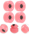 Double Row Roller Skate Wheels With Bearings 4 Pack Semi Jelly Outdoor Wheels for Inline and Quad Skates, Pink