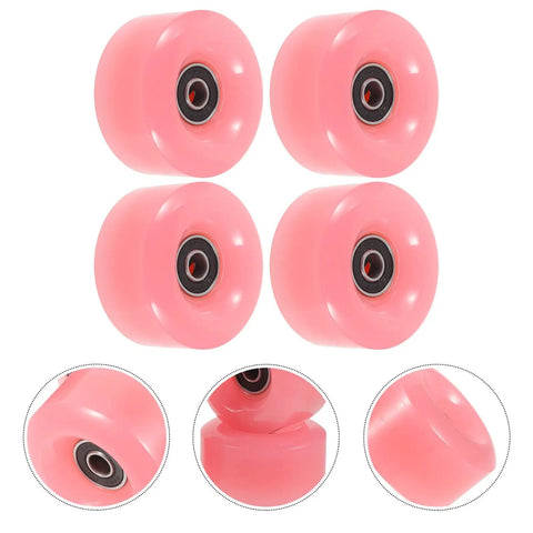 Double Row Roller Skate Wheels With Bearings 4 Pack Semi Jelly Outdoor Wheels for Inline and Quad Skates, Pink
