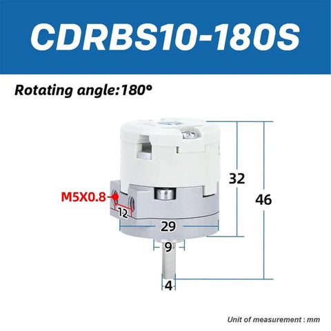 Heavy Duty Cdrbs10180s Rotary Actuator And Swinging Air Cylinder Precision Pneumatic Swing Unit with 180° rotating angle.