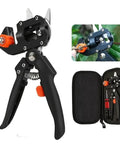 Pro Grade 2-In-1 Grafting And Pruning Tool With Replaceable Omega Cut V Cut And U Cut Blades SK5 Steel Durable ABS Handle In Black And Orange Heavy-Duty Pruner For Precise Grafts And Efficient Garden Pruning, with blades and case